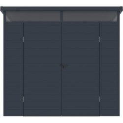 Abri de jardin toit plat polypropylène anthracite 238x192cm Jôbu