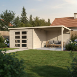 Abri Délices+appentis 19,11m² en bois massif 28mm Décor et Jardin
