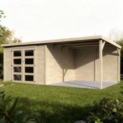 Abri Délices+appentis 19,11m² en bois massif 28mm Décor et Jardin