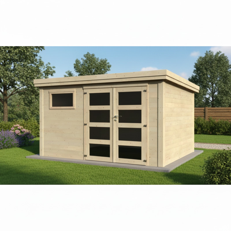 Abri Paolo en bois massif 11,92m² + double porte Décor et Jardin