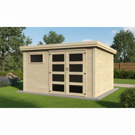 Abri Paolo en bois massif 11,92m² + double porte Décor et Jardin