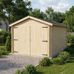 Garage Gamache 15,69m² madriers 28mm - Décor et Jardin