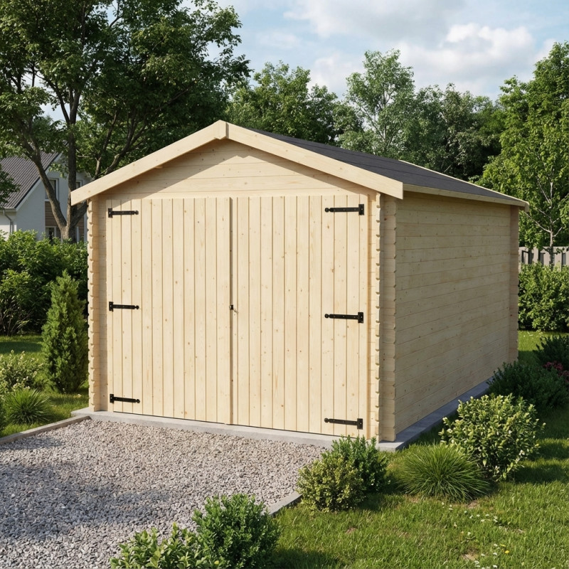Garage Gamache 15,69m² madriers 28mm - Décor et Jardin