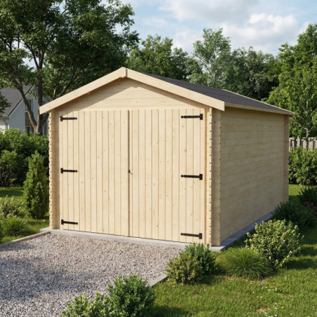 Garage Gamache 15,69m² madriers 28mm - Décor et Jardin