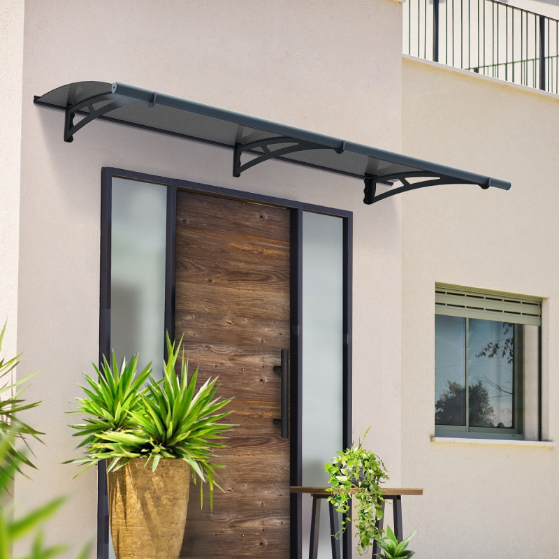 Marquise porte d'entrée grise acier AQUILA™ 1500 – Palram - Canopia