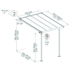 Pergola SIERRA 224x224cm en alu blanc et polycarbonate 6mm Palram