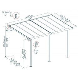 Pergola SIERRA 224x448m en alu blanc et polycarbonate 6mm Palram