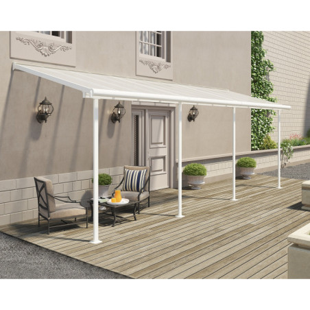 Pergola SIERRA 224x670cm en alu blanc et polycarbonate 6mm Palram