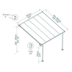 Pergola Feria 300x305cm en aluminium et polycarbonate 8mm Palram