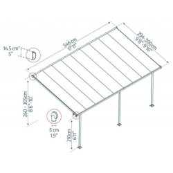 Pergola Feria 300x546cm en aluminium et polycarbonate 8mm Palram
