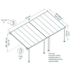 Pergola Feria 300x610cm en aluminium et polycarbonate 8mm Palram