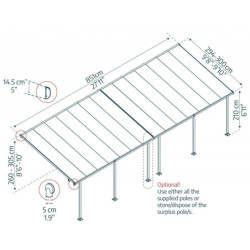 Pergola Feria 300x851cm en alu et polycarbonate 8mm Canopia by Palram