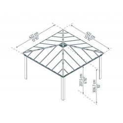 Pergola Dallas 422x422cm en alu et polycarbonate - Canopia by Palram