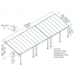Pergola Feria 3x10,35m en alu et polycarbonate 8mm Canopia by Palram
