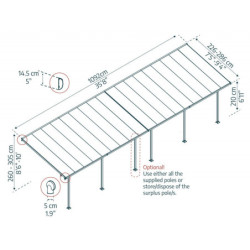 Pergola Feria 3x10,92m en alu et polycarbonate 8mm Canopia by Palram