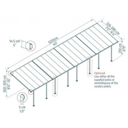 Pergola Feria 3x12,20m en alu et polycarbonate 8mm Canopia by Palram
