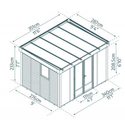 Bureau de jardin Copenhagen - alu et bois composite - isolation - Palram