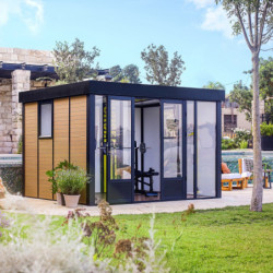 Bureau de jardin Copenhagen - alu et bois composite - isolation - Palram