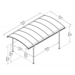 Carport Victoria 5000 en alu gris et polycarbonate bronze - Palram