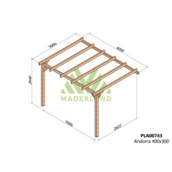 Pergola adossée 400x300cm - bois lamellé-collé - Andorra - Maderland