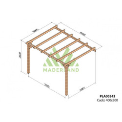 Pergola adossée 400x300cm - bois lamellé-collé - Cádiz - Maderland