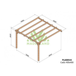 Pergola adossée 400x400cm - bois lamellé-collé - Cádiz - Maderland