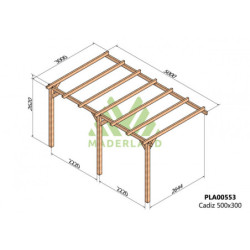 Pergola adossée 500x300cm - bois lamellé-collé - Cádiz - Maderland