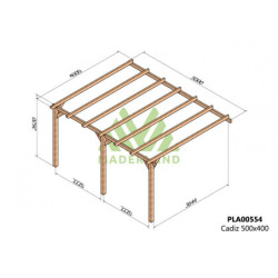 Pergola adossée 500x400cm - bois lamellé-collé - Cádiz - Maderland