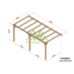 Pergola adossée 600x300cm - bois lamellé-collé - Cádiz - Maderland