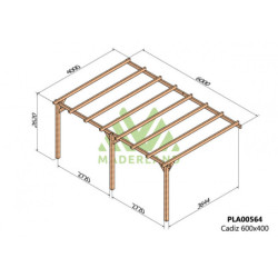 Pergola adossée 600x400cm - bois lamellé-collé - Cádiz - Maderland