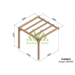Pergola adossée 300x300cm - bois lamellé-collé - Burgos - Maderland