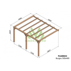 Pergola adossée 500x400cm - bois lamellé-collé - Burgos - Maderland