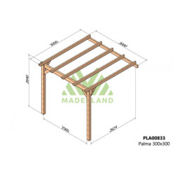 Pergola adossée 300x300cm - bois lamellé-collé - Palma - Maderland