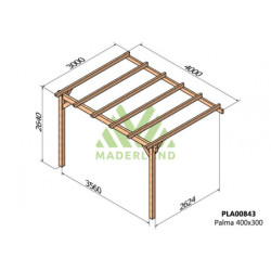 Pergola adossée 400x300cm - bois lamellé-collé - Palma - Maderland