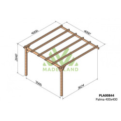 Pergola adossée 400x400cm - bois lamellé-collé - Palma - Maderland