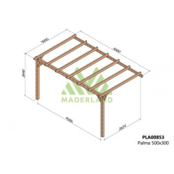 Pergola adossée 500x300cm - bois lamellé-collé - Palma - Maderland