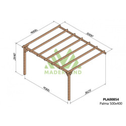 Pergola adossée 500x400cm - bois lamellé-collé - Palma - Maderland