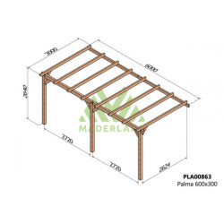 Pergola adossée 600x300cm - bois lamellé-collé - Palma - Maderland