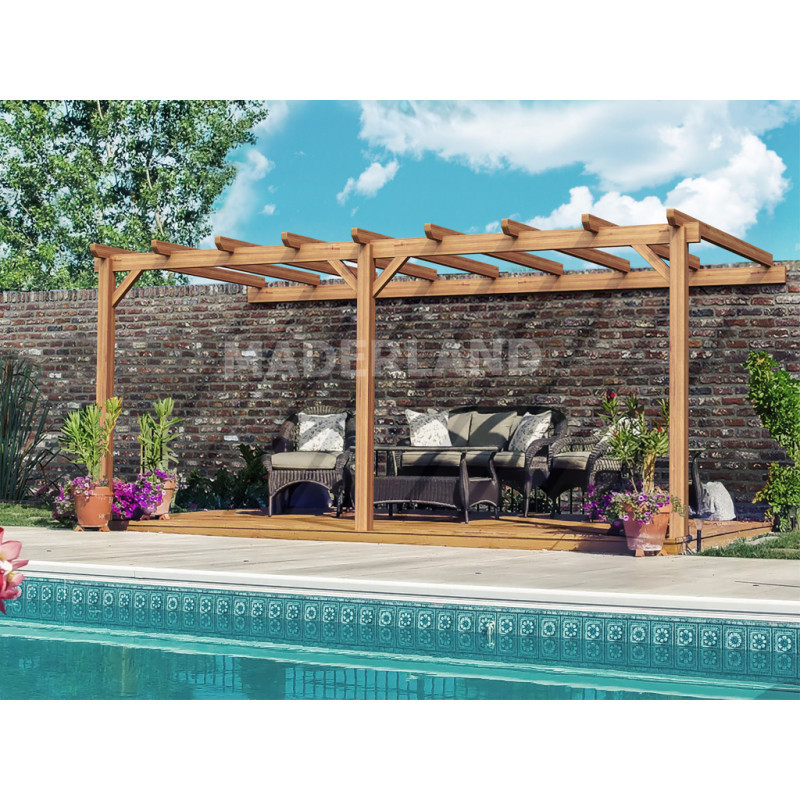 Pergola adossée 600x400cm - bois lamellé-collé - Palma - Maderland