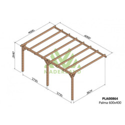 Pergola adossée 600x400cm - bois lamellé-collé - Palma - Maderland