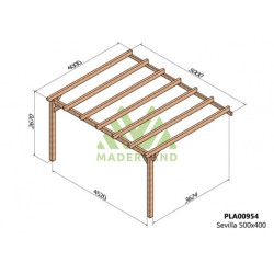 Pergola adossée 500x400cm - bois lamellé-collé - Sevilla - Maderland