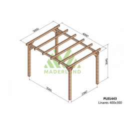 Pergola autoportante 400x300cm - lamellé-collé - Linares - Maderland
