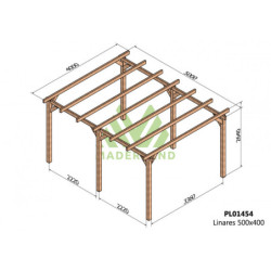 Pergola autoportante 500x400cm - lamellé-collé - Linares - Maderland