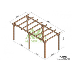 Pergola autoportante 600x300cm - lamellé-collé - Linares - Maderland