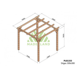 Pergola autoportante 300x300cm - lamellé-collé - Sitges - Maderland