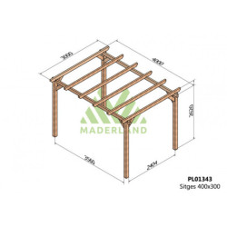 Pergola autoportante 400x300cm - lamellé-collé - Sitges - Maderland