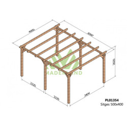 Pergola autoportante 500x400cm - lamellé-collé - Sitges - Maderland