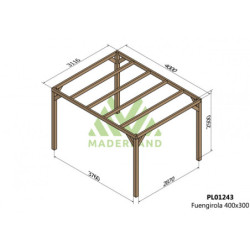Pergola autoportante 400x300cm - lamellé-collé - Fuengirola - Maderland