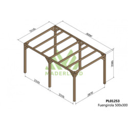 Pergola autoportante 500x300cm - lamellé-collé - Fuengirola - Maderland