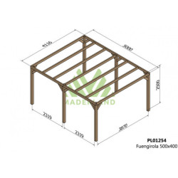 Pergola autoportante 500x400cm - lamellé-collé - Fuengirola - Maderland